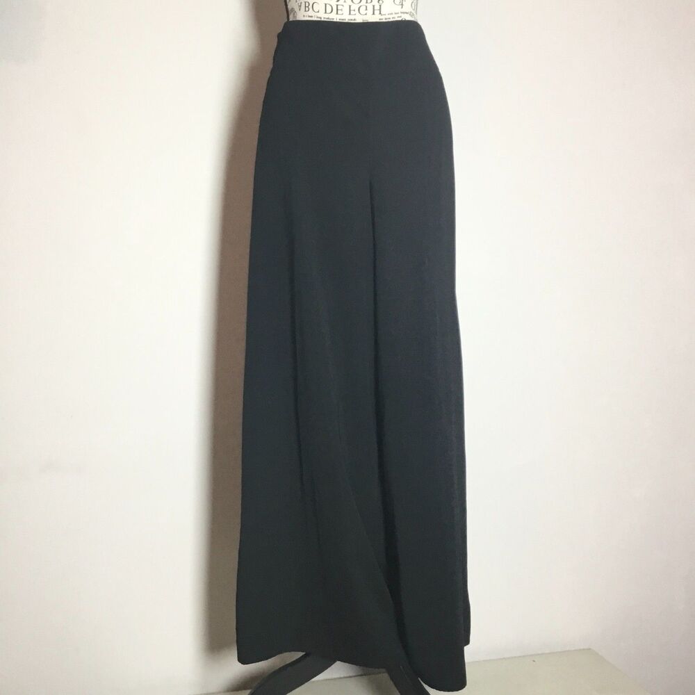 Black wide leg floaty culottes pants smocked waist 28" - 32" Inseam 29" S